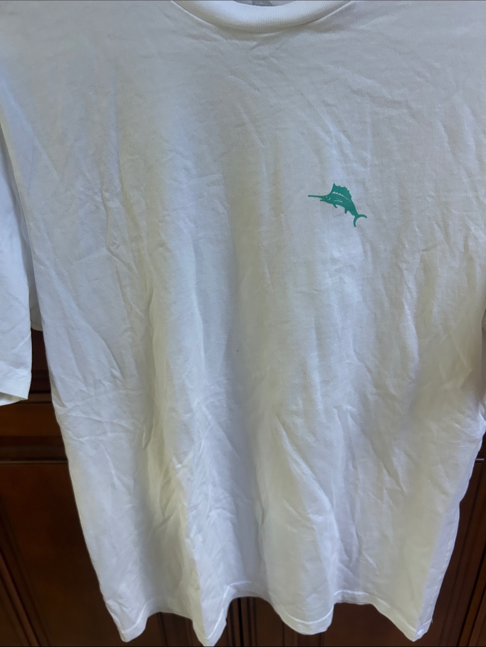 Tommy Bahama White Short-Sleeve Tee with Teal Marlin